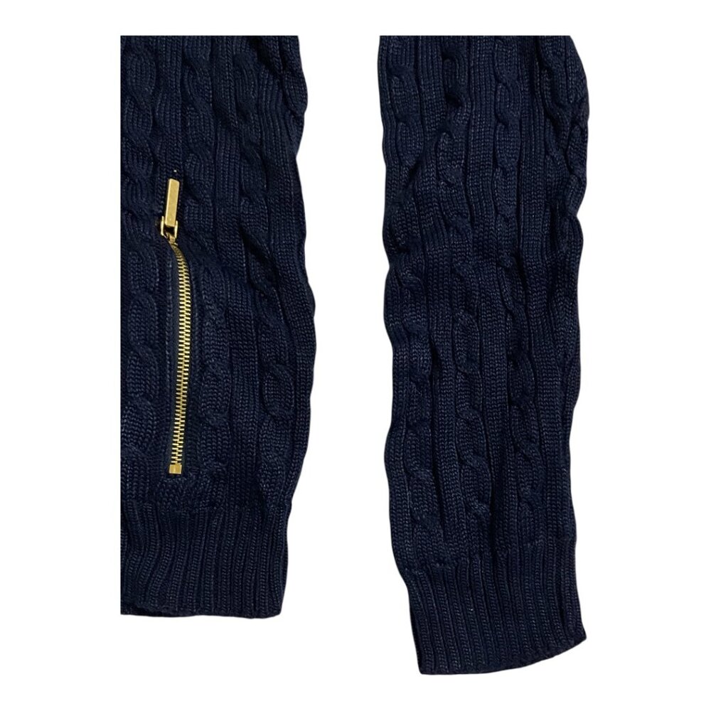 Lauren Ralph Lauren Navy Cable Knit Full Zip Jacket Womens XS/S NWT $89 MSRP - Picture 2 of 6